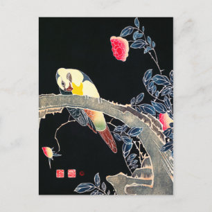 Carte Postale Ito Jakuchu Parrot sur la branche d'une fleur