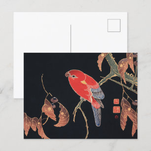 Carte Postale Ito Jakuchu Red Parrot sur la branche Art japonais