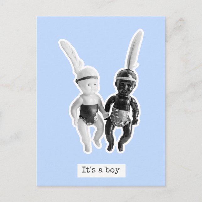 Carte Postale It's a boy - Black and White Doll Indians (Devant)