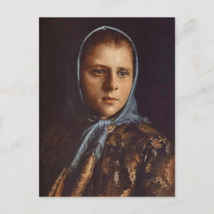 Carte Postale Ivan Kramskoy - Une fille russe dans un châle bleu