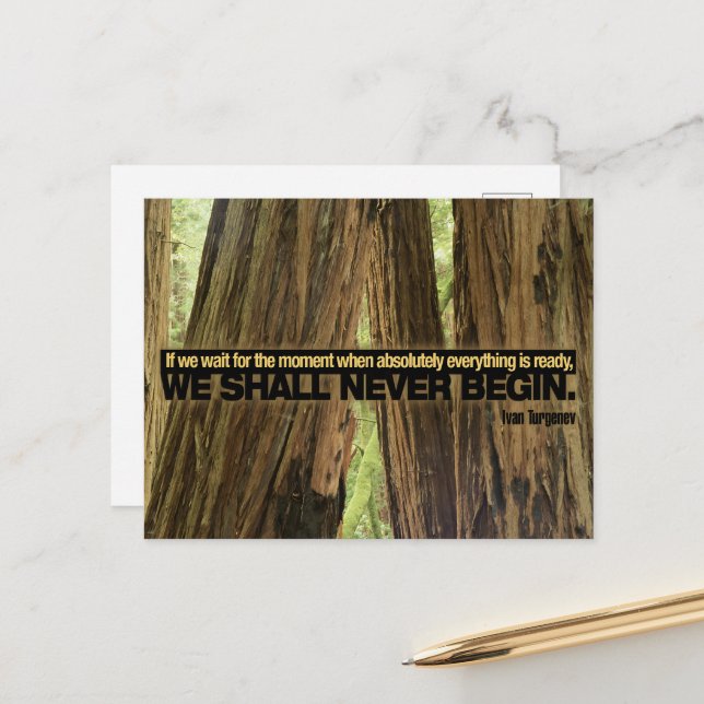 Carte Postale Ivan Turgenev Citation Inspirationnelle "Prêt" (Devant/Arrière en situation)