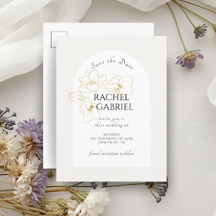 Carte Postale Ivoire   Boho Arch Gold Floral Mariage