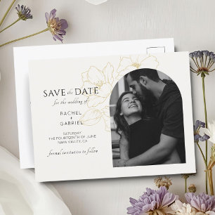 Carte Postale Ivoire   Boho Arch Gold Floral Mariage