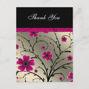 Carte Postale ivoire rose floral merci