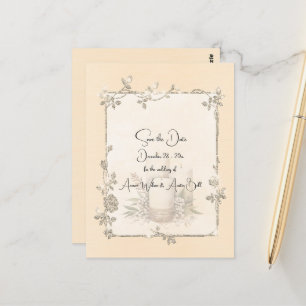 Carte Postale Ivory brillant élégant scintillant Save the Date