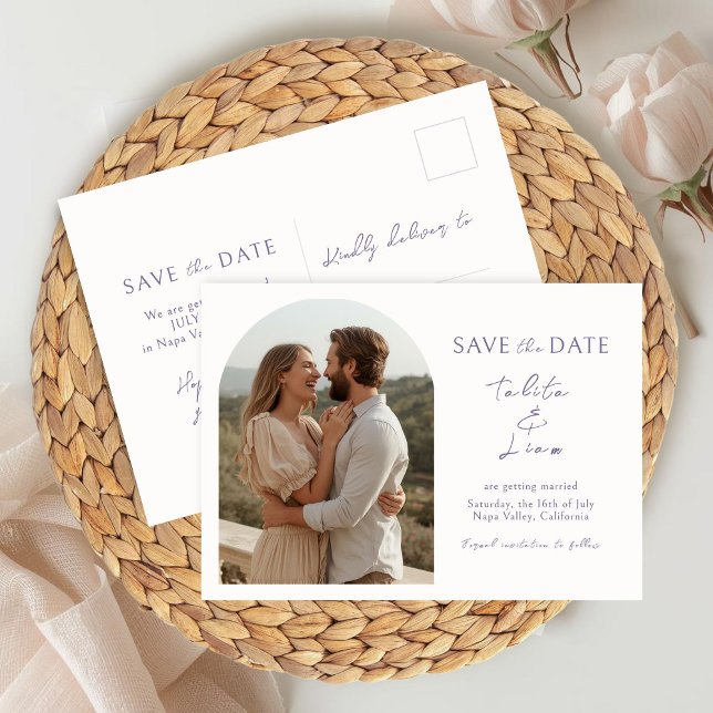 Carte Postale Ivory | Mariage script boho lavande  (Créateur téléchargé)