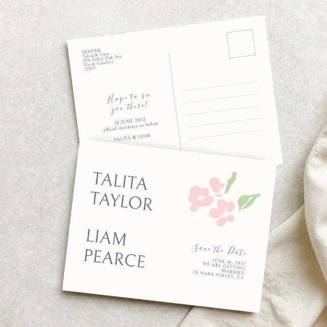 Carte Postale Ivory | Modern Minimal Floral Wedding  (Créateur téléchargé)