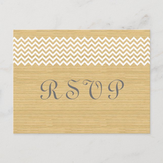 Carte postale Ivory Rustic Chevron RSVP (Devant)