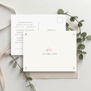Carte Postale Ivory & White   Réponse de RSVP de mariage chic