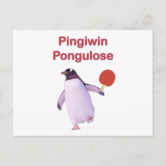 Carte Postale iWin Perdre Penguin Ping Pong (Devant)
