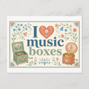 Carte Postale "J'[Aime] Boîtes à Musique"