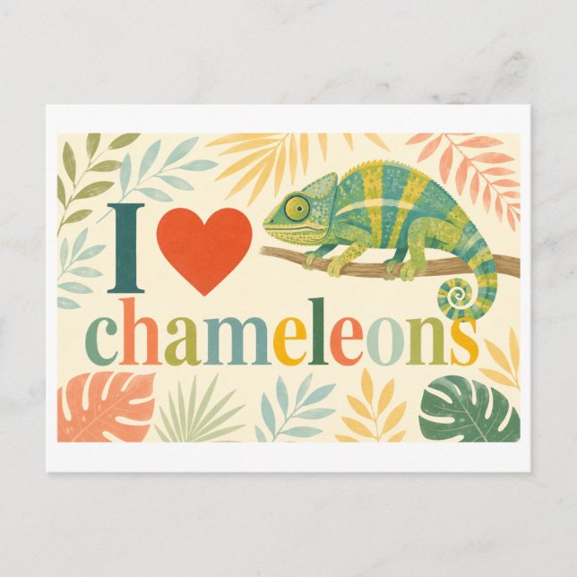 Carte Postale "J'[Aime] Caméléons" (Devant)