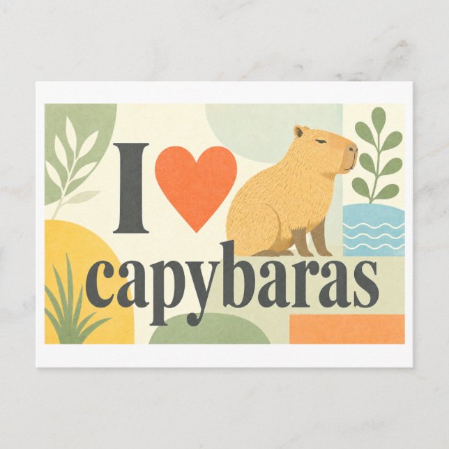 Carte Postale "J'[Aime] Capybaras" (Devant)