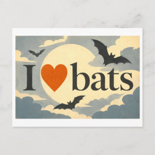 Carte Postale "J'[Aime] Chauves-souris"