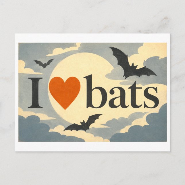 Carte Postale "J'[Aime] Chauves-souris" (Devant)