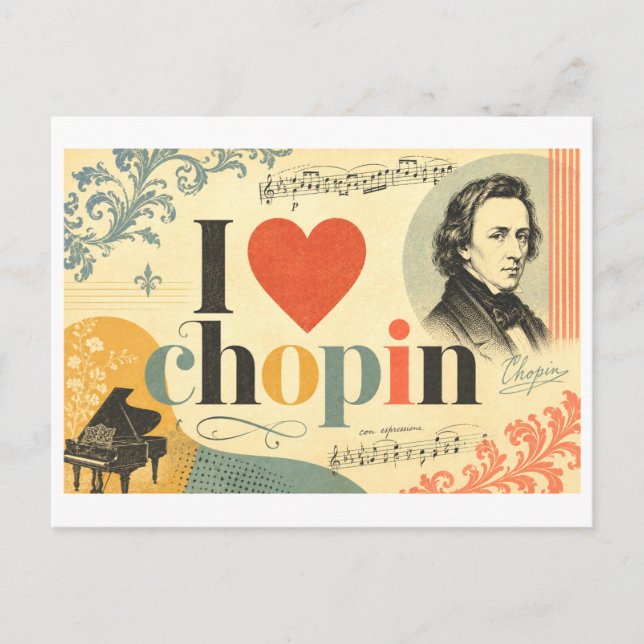 Carte Postale "J'[Aime] Chopin" (Devant)