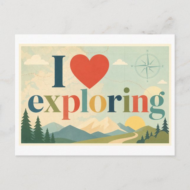 Carte Postale "J'[aime] Explorer" (Devant)
