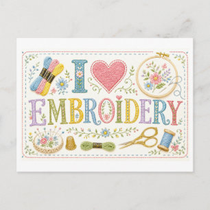 Carte Postale "J'[Aime] la broderie"