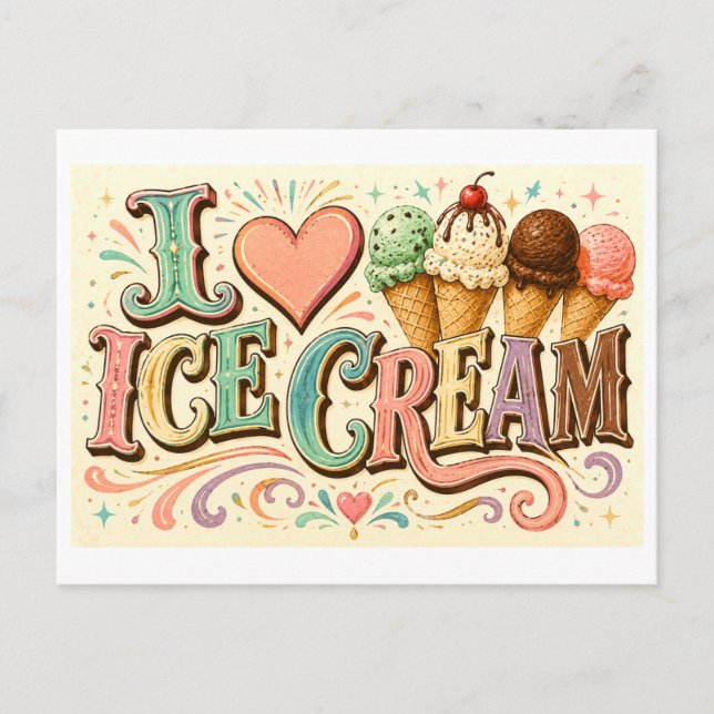 Carte Postale "J'[Aime] La Crème Glacée" (Devant)