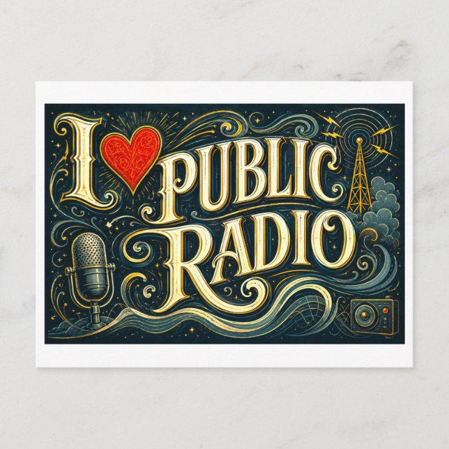 Carte Postale J'[aime] la radio publique (Devant)