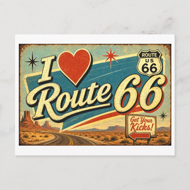 Carte Postale "J [aime] la route 66" (Devant)