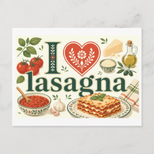 Carte Postale "J'[aime] Lasagne"
