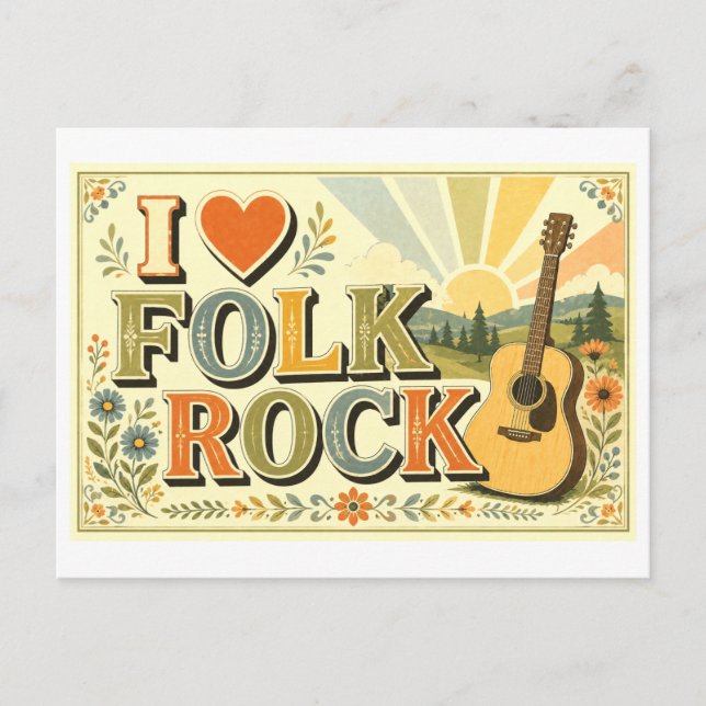 Carte Postale "J'[Aime] Le Folk Rock" (Devant)
