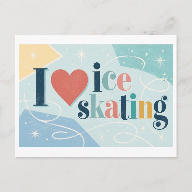 Carte Postale "J'[Aime] Le Patinage Sur Glace" (Devant)