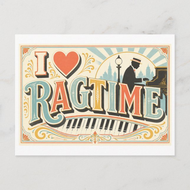 Carte Postale "J'[aime] le ragtime" (Devant)