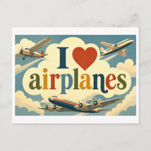 Carte Postale "J'[Aime] Les Avions"
