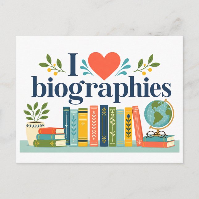 Carte Postale "J'[aime] les biographies" (Devant)