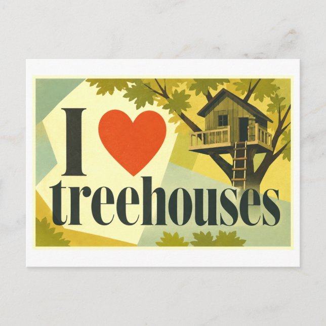 Carte Postale "J'[Aime] Les Cabanes Dans Les Arbres" (Devant)