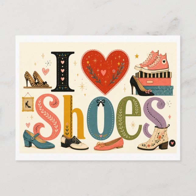 Carte Postale "J'[Aime] les Chaussures" (Devant)