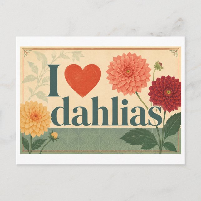 Carte Postale "J'[aime] les dahlias" (Devant)