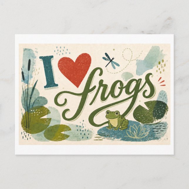 Carte Postale "J'[Aime] Les Grenouilles" (Devant)