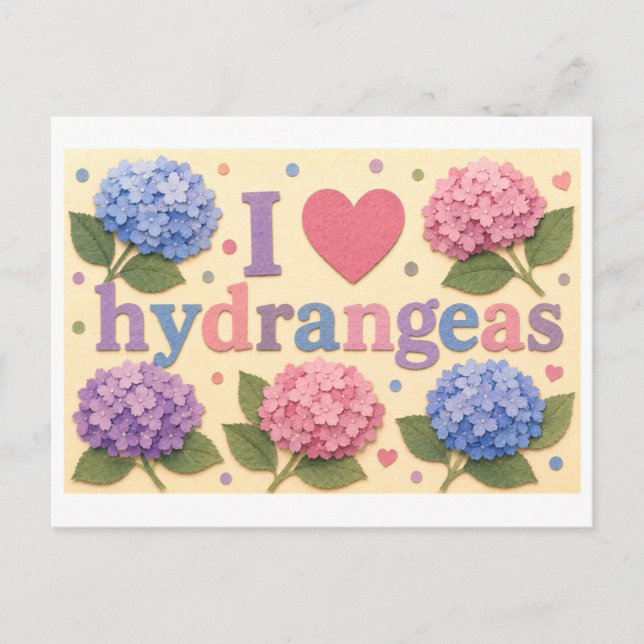 Carte Postale "J'[Aime] Les Hortensias" (Devant)