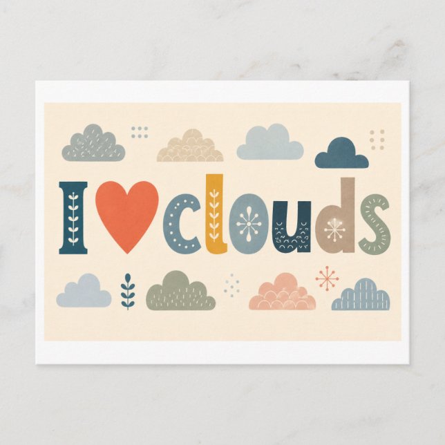 Carte Postale "J'[Aime] Les Nuages" (Devant)