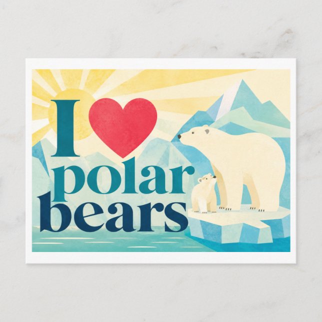 Carte Postale "J'[aime] les ours polaires" (Devant)