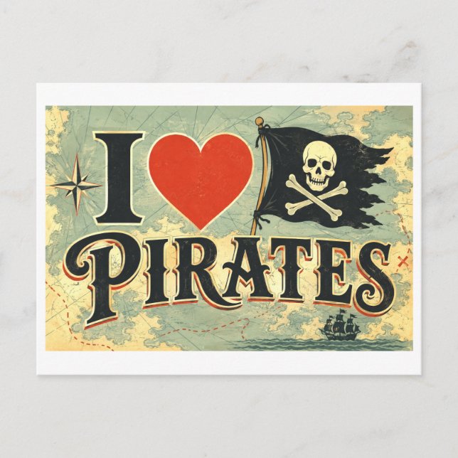 Carte Postale "J'[Aime] les Pirates" (Devant)