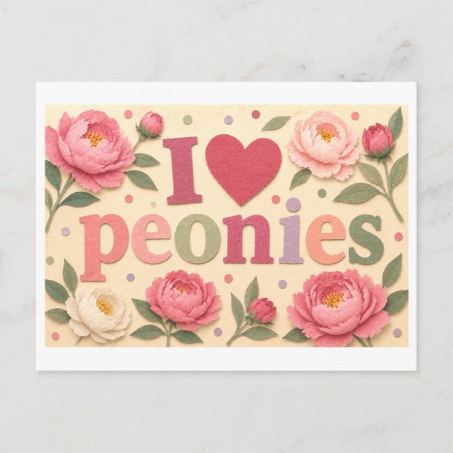 Carte Postale "J'[aime] les pivoines" (Devant)