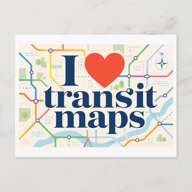 Carte Postale "J'[Aime] les plans de transport en commun" (Devant)