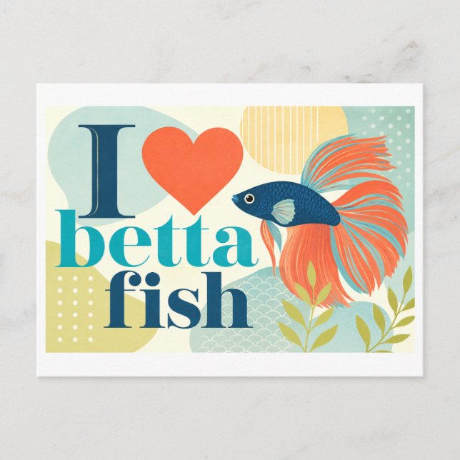 Carte Postale "J'[aime] les poissons Betta" (Devant)