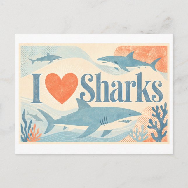 Carte Postale "J'[Aime] Les Requins" (Devant)
