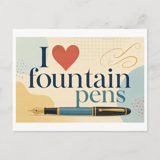 Carte Postale "J'[Aime] les stylos-plume" (Devant)