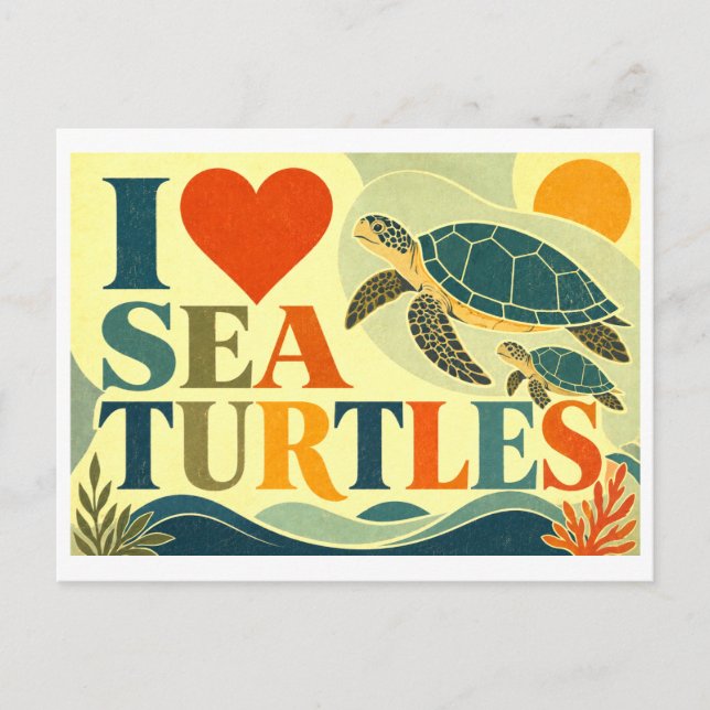 Carte Postale "J'[aime] les tortues marines" (Devant)