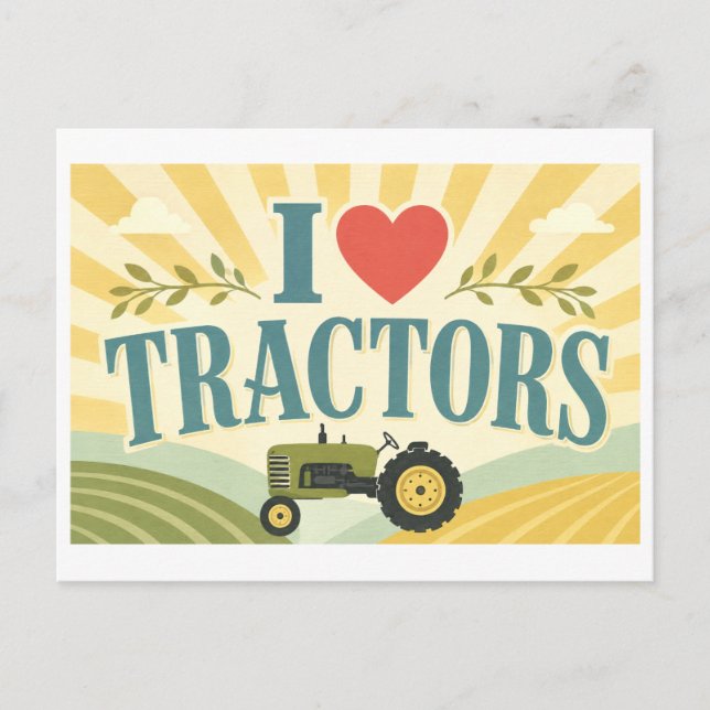 Carte Postale "J'[Aime] les Tracteurs" (Devant)