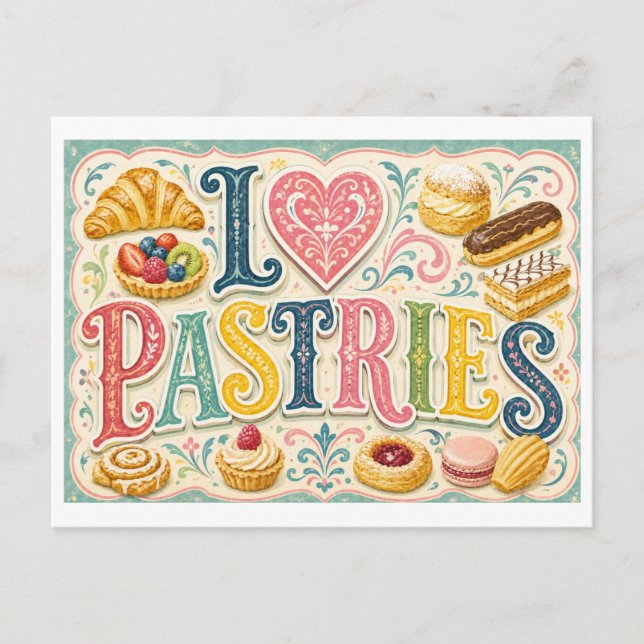 Carte Postale "J'[Aime] Pâtisseries" (Devant)