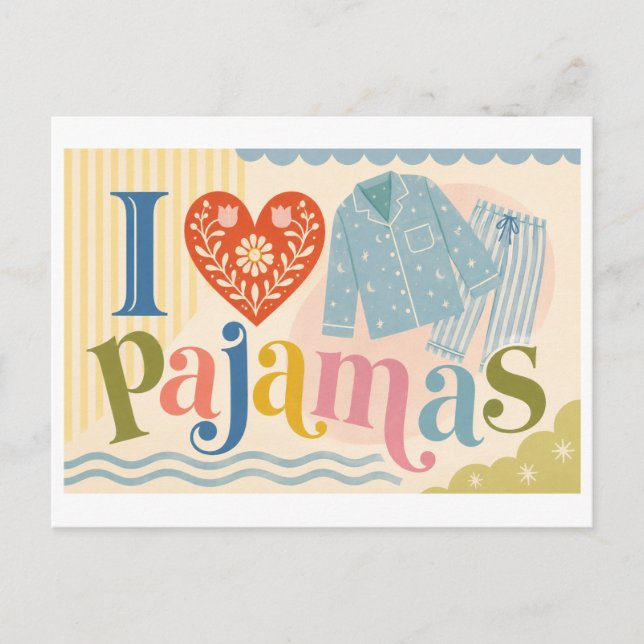 Carte Postale "J'[Aime] Pyjamas" (Devant)
