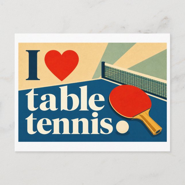 Carte Postale "J'[Aime] Tennis de Table" (Devant)