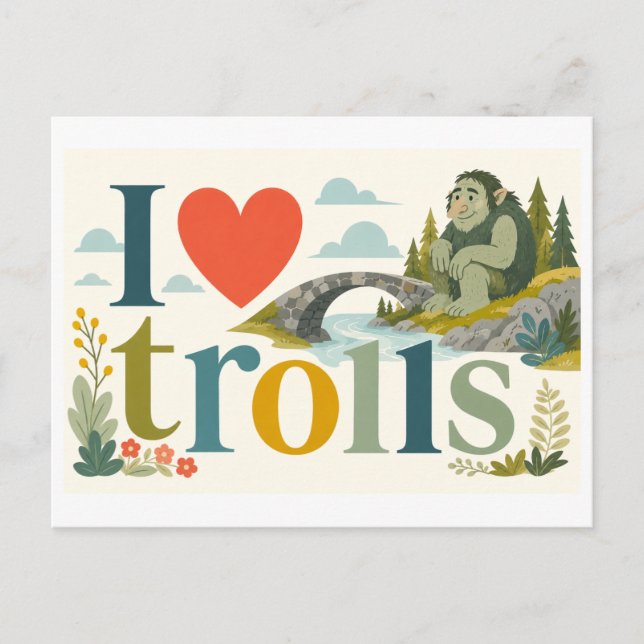 Carte Postale "J'[Aime] Trolls" (Devant)